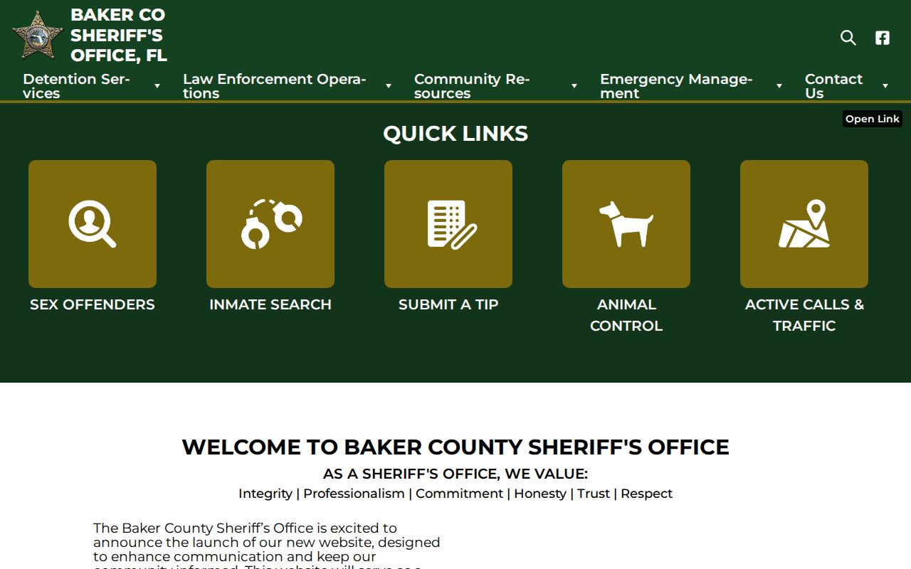 Baker County Sheriff's Office recent arrests and records navigation